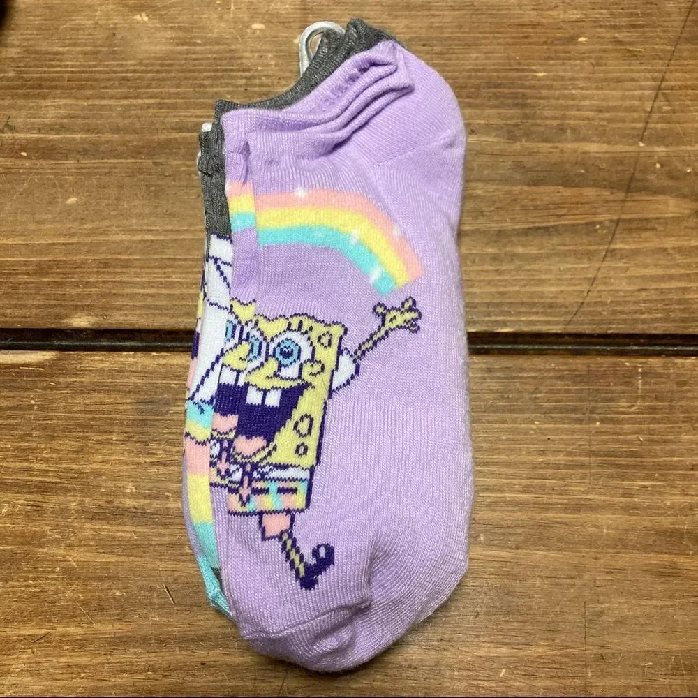SpongeBob SquarePants 5 Pairs of Socks Shoe Size 4-10 Patrick Gary NWT
